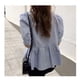 thumbnail image 4 of Blusa de gasa con volantes en el dobladillo y mangas abullonadas - Azul medio Summer Chic, 4 of 8