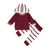 Hot Sale Fashion Toddlers Infant Baby Boys Clothing Set Striped Hooded Pullover Tops+Striped Bottoms Outfits Clothes Twinset