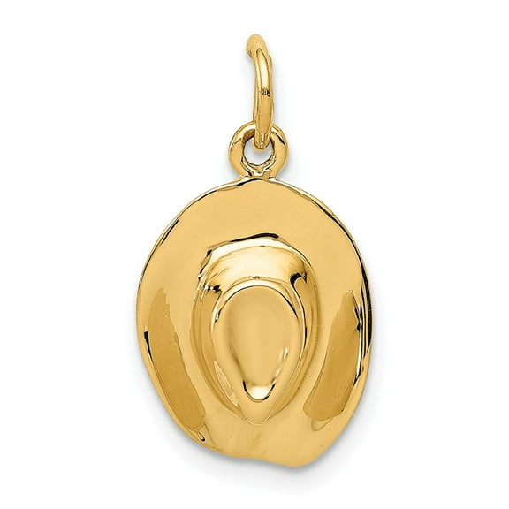 Real 14kt Yellow Gold Hat Charm Pendant; for Adults and Teens; for Women and Men