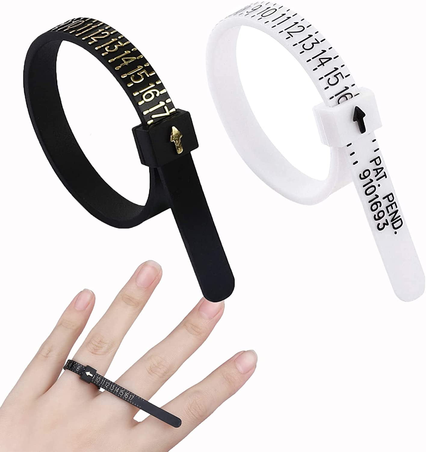 2 Pcs Ring Sizer Measuring Tool Reusable Finger Size Measuring Set