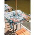 thumbnail image 2 of Outdoor Tablecloths with Umbrella Hole & Zipper, Octopus Coastal 54x54 Inch Square Tablecloths, Summer Nautical Starfish Coral Grey Wooden Waterproof Table Cloth, Patio/Pool/Picnic Table Covers, 2 of 8