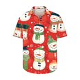 thumbnail image 4 of BLTIBY Christmas Shirt for Men Lapel Button Down Short Sleeve Hawaiian Shirts Xmas Snowman Printed Casual Holiday Shirts Tops Red 5XL, 4 of 5