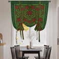 thumbnail image 3 of Vintage Red Roses Tie Up Curtains 45 Inches Long, Kitchen Window Curtains Over Sink, Green Abstract Art Floral Ethnic Small Window Curtains Shade Balloon Curtains Valances for Bedroom/Cafe 34"x45", 3 of 8