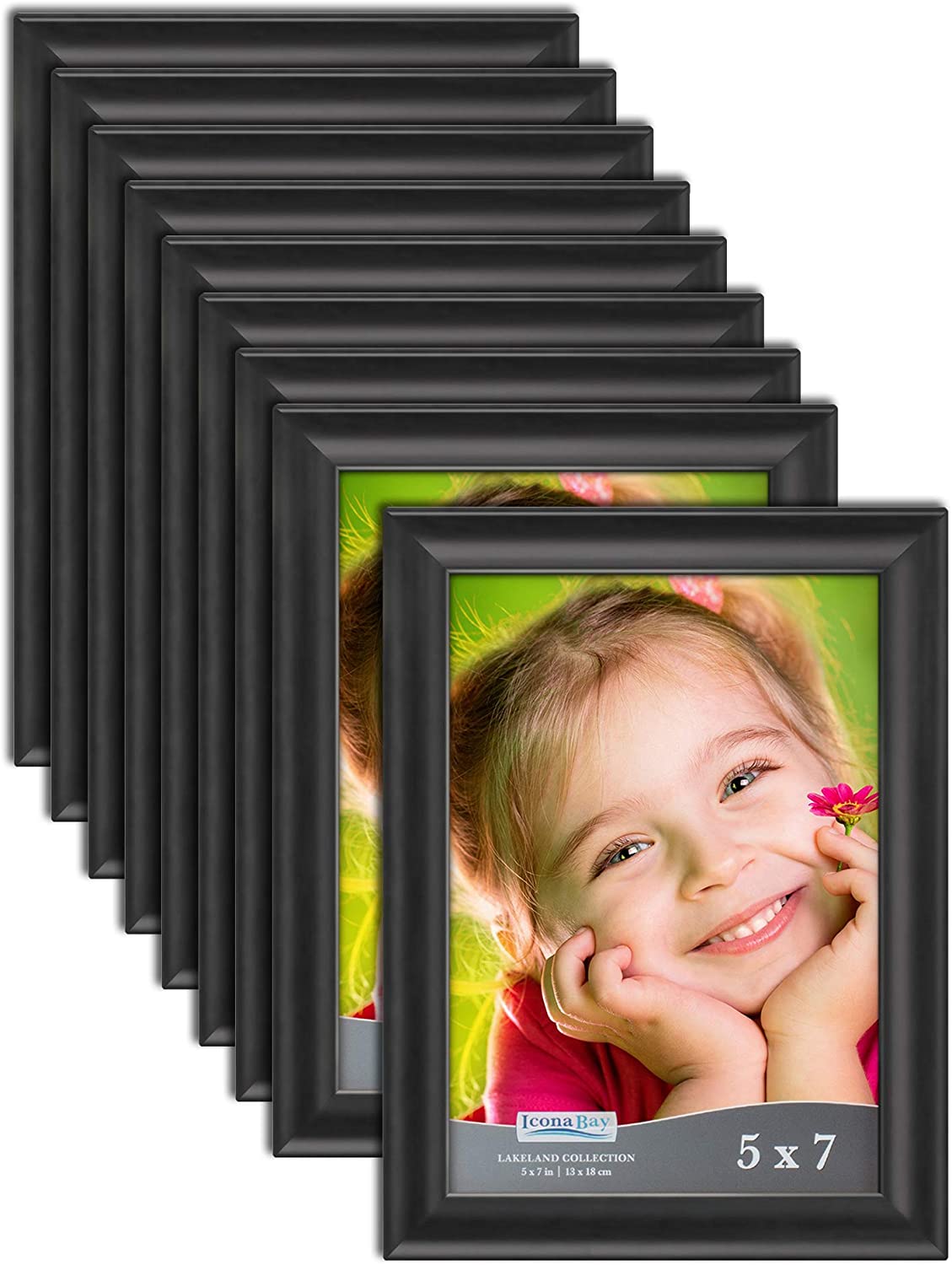 SURJDE 5x7 Picture Frame (12 Pack, Black Wood Finish), Black Frame ...