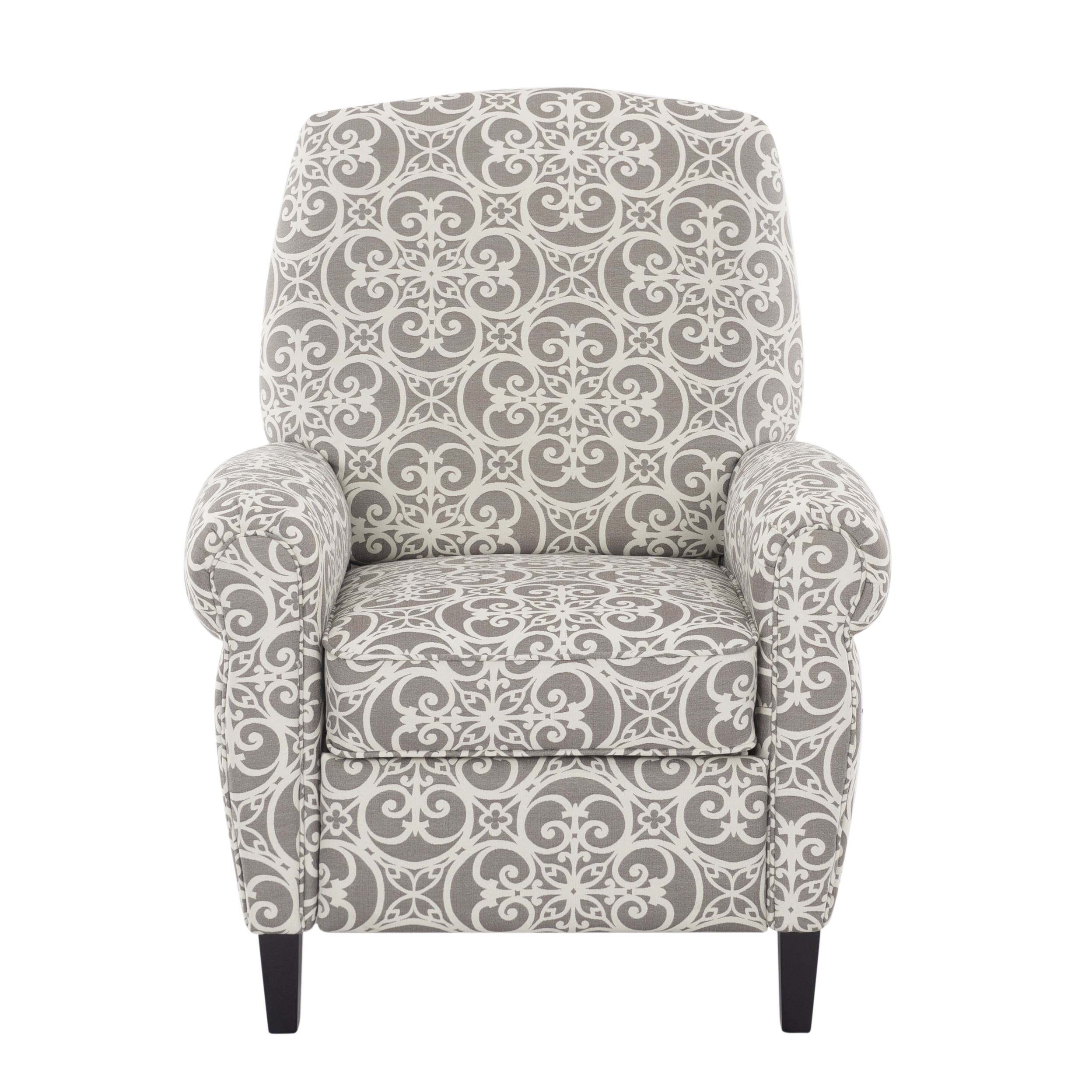 BSHTI Recliner Chair Upholstered Pushback Armchair Linen Fabric for Living Room Home Theater, Single Sofa with Rolled Arms, Adjustable Footrest, Grey