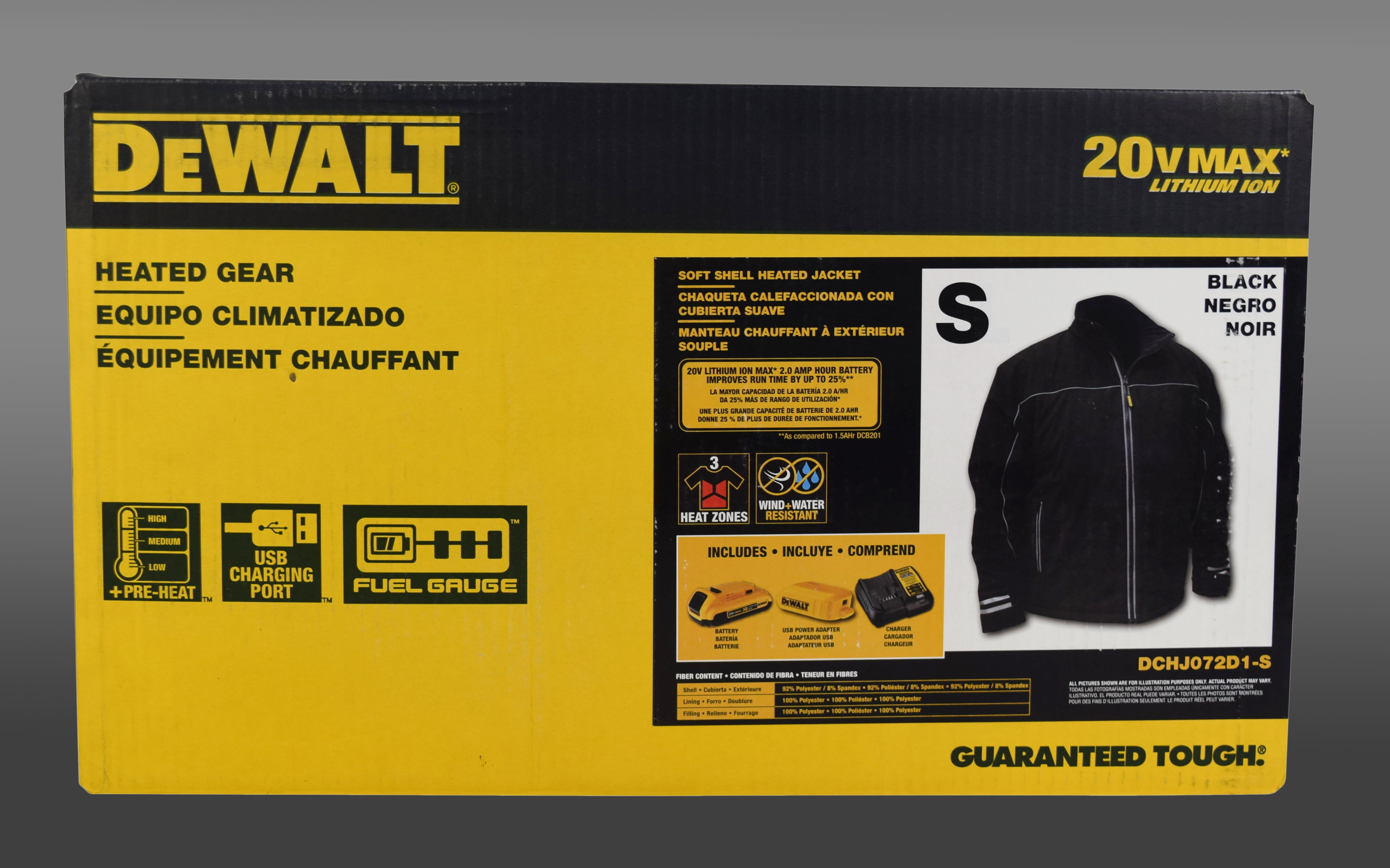 DEWALT デウォルト DCHJ075BーS Heated Quilted Soft Shell Jacket, S, Black 