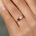 thumbnail image 4 of Gem Stone King 18K Yellow Gold Plated Silver Fashion Right-Hand Ring Heart Shape Red Created Ruby and Moissanite (1.02 Cttw, Size 7), 4 of 6