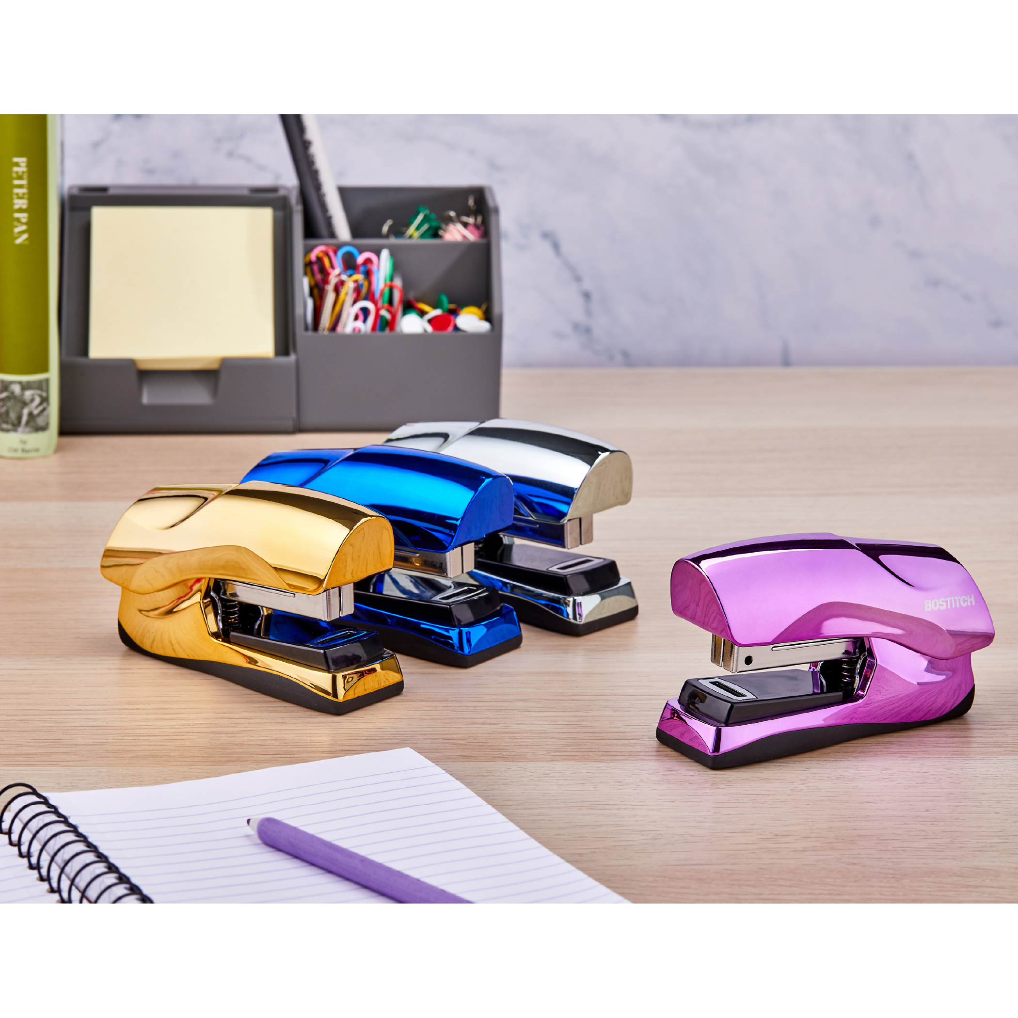 Bostitch Flat Clinch Stapler, 40 Sheets, Metallic Blue photo 6