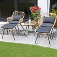 thumbnail image 2 of JOIVI 5-Piece Outdoor Patio Furniture Set, PE Rattan Wicker Small Set Porch, Cushioned Patio Chairs, Black, 2 of 10