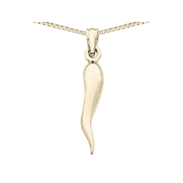 14K Yellow Gold Medium Italian Horn Pendant