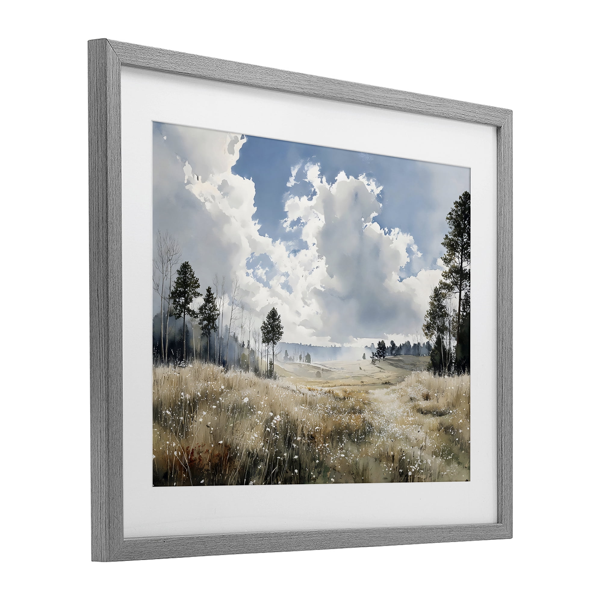 Stupell Industries Blue Kissed Landscape Gray Framed Print Under Glass, design by Franklyn Gregory