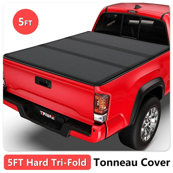 TOPRONE Hard Tri-Fold Tonneau Cover Fits 2005-2015 Tacoma with 5ft (60.3in) Truck Bed w/ track system | On Top |