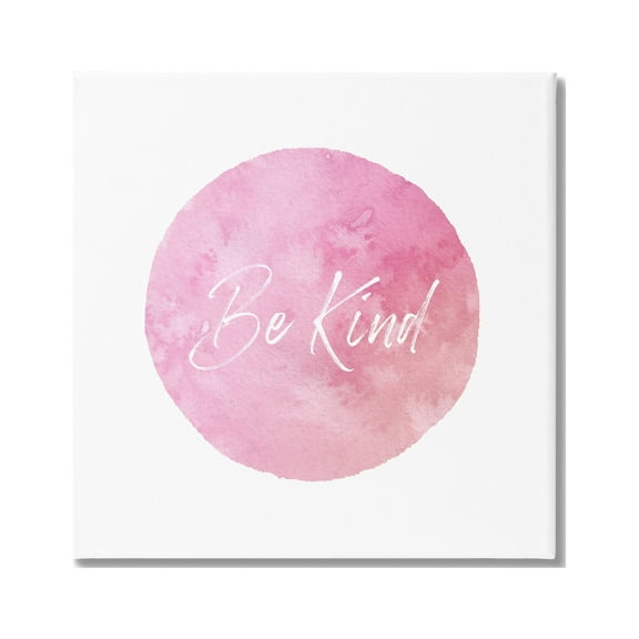 Stupell Industries Be Kind Pink Circle Inspirational Painting Gallery Wrapped Canvas Art Print Wall Art, 17 x 17