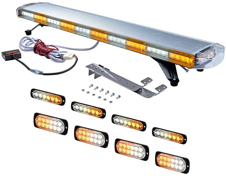 34" 40W LED Emergency Warn Strobe Visor Deck Split Windshield Light Amber White 