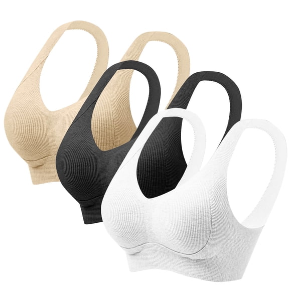 ylioge M-5X Plus Size Sports Bras for Women 3 Pack Wireless Push Up Bralettes High-Impact Breathable Support Lifting Athletic Workout Underwear Bra