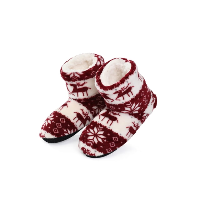 Botín cálido de felpa polar para mujer, zapatillas de interior para casa, botas, zapatos de Navidad