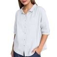 thumbnail image 2 of ClodeEU Women's 3/4 Sleeve Button Down Lapel Shirt,Casual Solid Color Blouse White,Women's Plus XXXL, 2 of 5