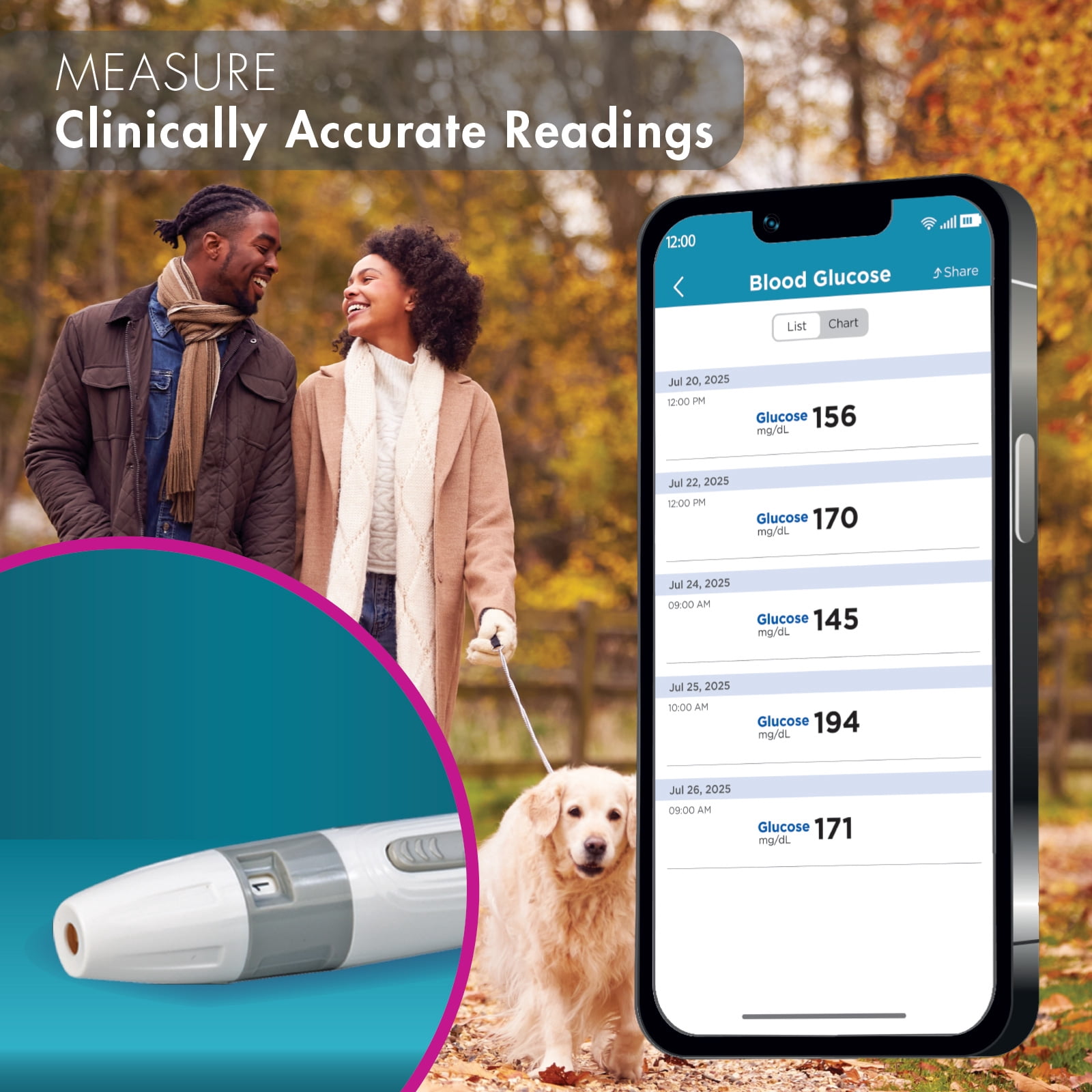 trackstar Blood Glucose F| 5-Depth Levels | Measure, Track, and Share Results