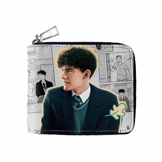 Cartera de piel sintética delgada y plegable con personajes de anime de Heartstoppers