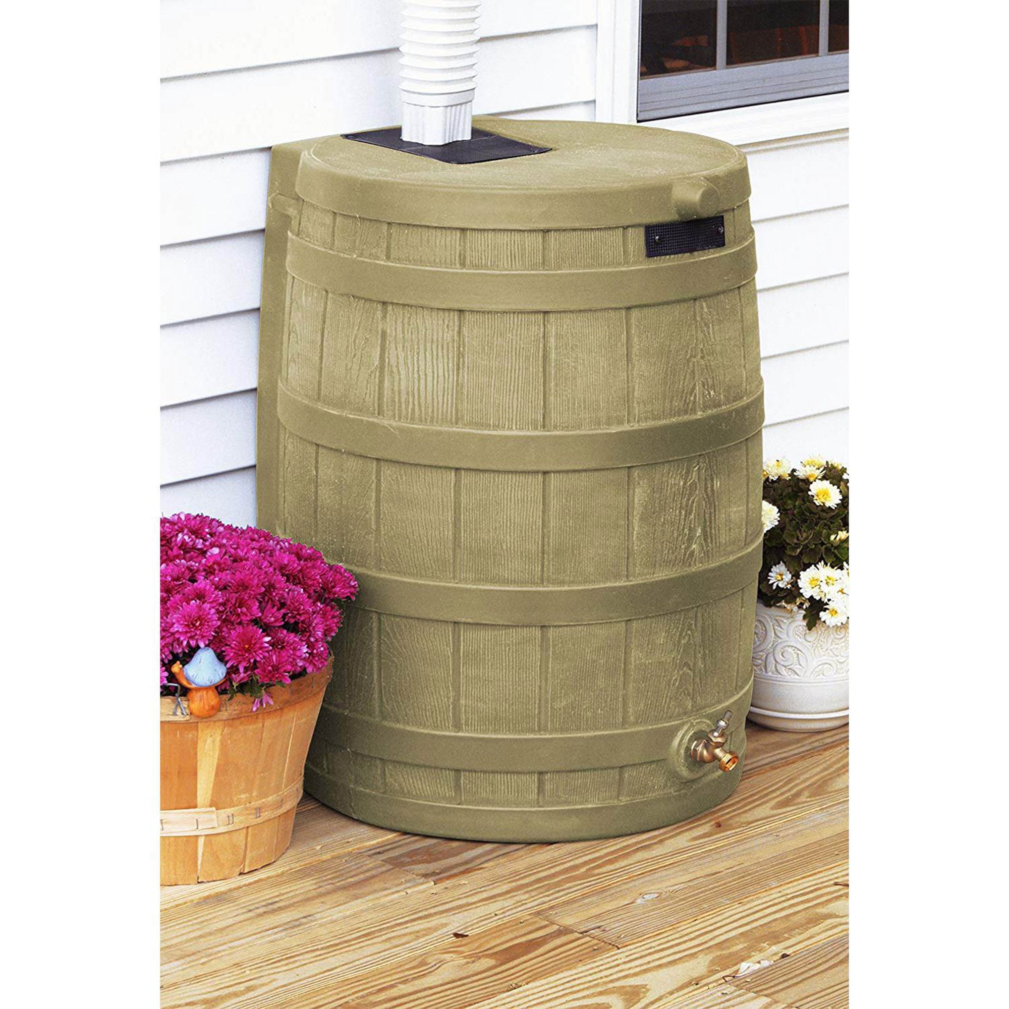 Good Ideas Rain Wizard 50 Gallon Plastic Barrel Water Collector, (3 Pack)