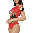 thumbnail image 2 of Daiia Sushi print Women's Crew Neck Short Sleeve Bodysuit Fashion Tops Fit Casual Basic Extender Bodysuit-Small, 2 of 9
