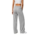 thumbnail image 5 of Annhoo Women Straight Leg Pants Elastic High Waist Seamed Panel Loose Trousers with Pockets Outdoor Athletic Pant, 5 of 6