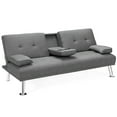 thumbnail image 6 of Demi Bonn Fold Sofa Bed Couch, Futon Sleeper Chair Guest Bed and Fold Out Couch, Convertible Folding Futon Sofa Bed Fabric with 2 Cup Holders, for Living Room, Bedroom, Light Gray, 6 of 10