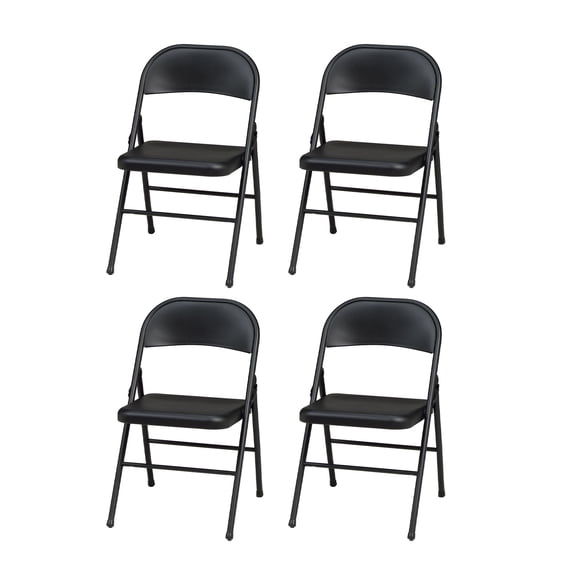 MECO Sudden Comfort All-Steel Folding Chair Set, Black Lace (Set of 4)