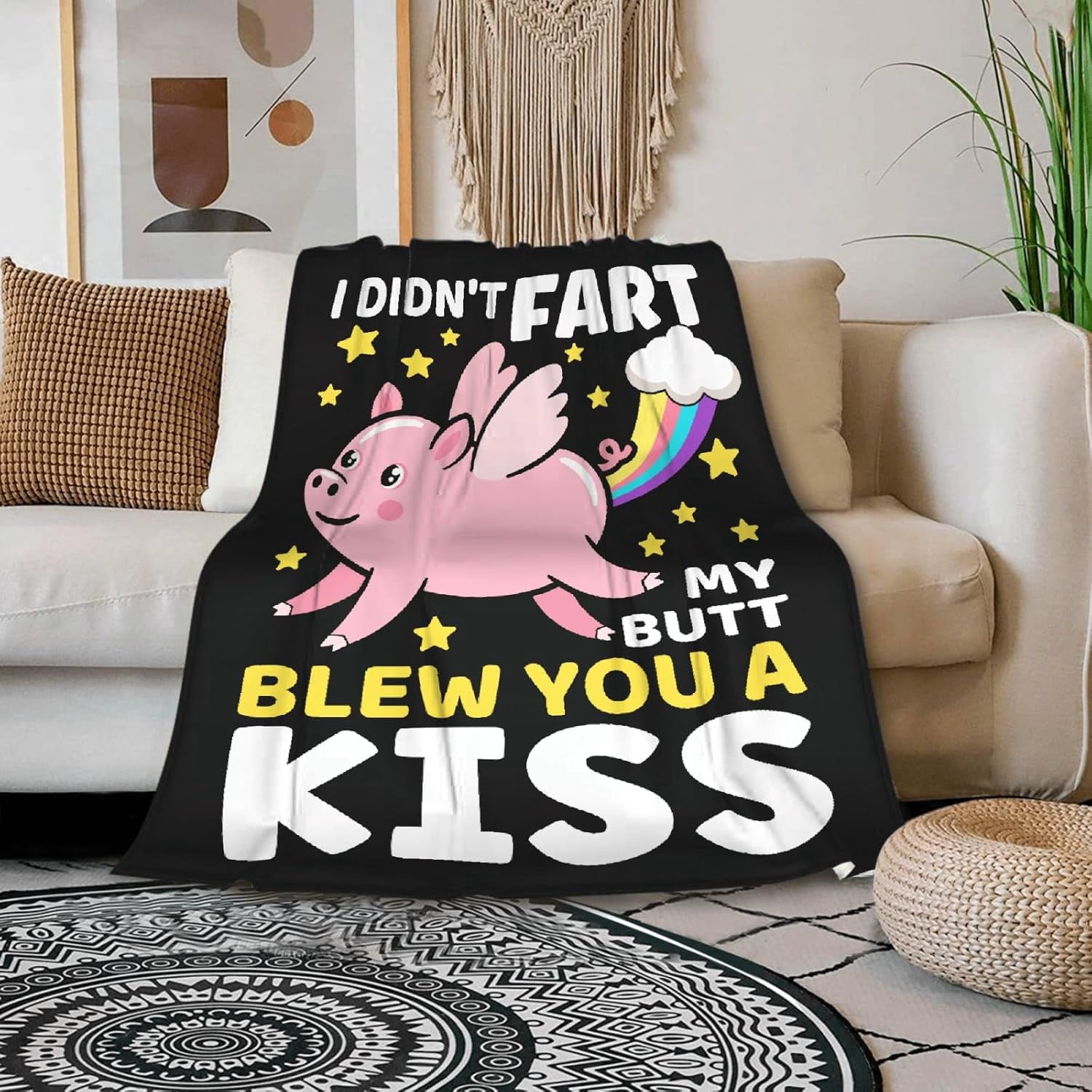Funny Pig Blanket Gift for Girls Boys- 60x80 Inches Soft Flannel Throws Blankets Funny Gift for Teen Women Men Adult Cute Pig Lover Gifts for Birthday Christmas Halloween Bed Sofa Couch-Twin Size