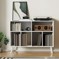 thumbnail image 3 of Cozy Castle Record Player Stand, Turntables Stand with Vinyl Record Storage Holds up to 350 Albums, Record Stand Table for Bedroom, Living Room, Office, White, 3 of 7