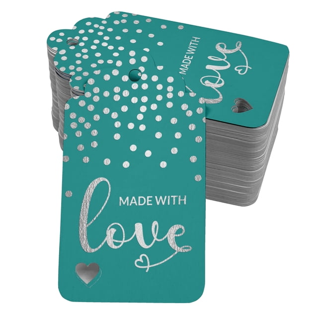 Inkdotpot Silver Foil Paper Hang Tags Made With Love Text Favor Tags 100 Pack
