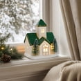 thumbnail image 5 of Christmas Snow House Ceramic Decor, Lighted Green Roof Village House with LED and Classic Style, Ornament for Home, Mantel, Tabletop, Holiday, Party, Seasonal, Gift, Display, Multicolor A, 5 of 6