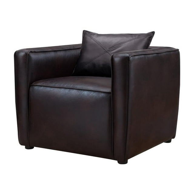 Furniture of America Charlie Fauteuil d'Appoint Moderne Rembourré en Vinyle, Brun