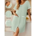 thumbnail image 2 of Avidlove Nightgowns for Women Button Down Bamboo Viscose Nightshirts Short Sleeve Sleepshirt Crew Neck House Dress with Pockets Sleepwear, 2 of 7