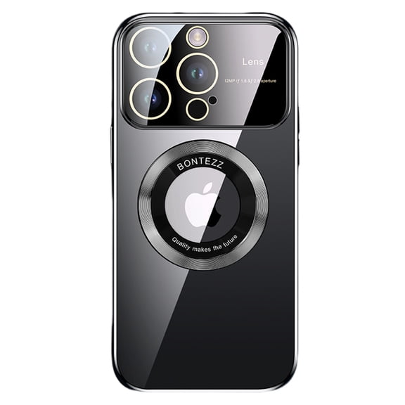 Cover for iPhone 14 Plus, Case with MagSafe Camera Lens Protector,Slim Shockproof Plating Anti-Scratch Lightweight Transparent TPU Back Cover, black