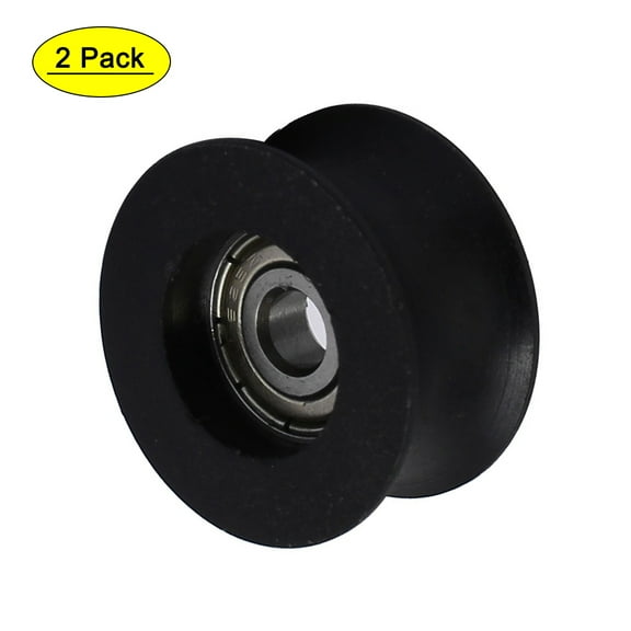 25mmx5mmx13mm Nylon U Groove Bearing Pulley Sliding Converyor Wheel Black 2pcs