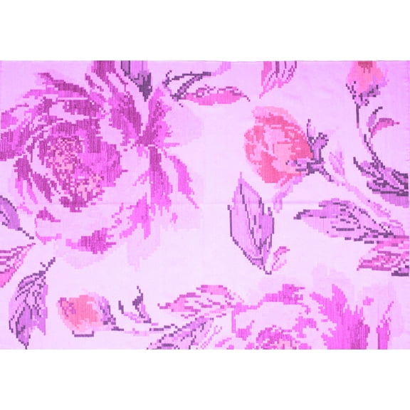 Ahgly Company Indoor Rectangle Botanical Purple Coastal Area Rugs, 5' x 7'
