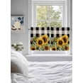 thumbnail image 4 of Sunflower Checkered Half Window Curtains 24 Inches Long, Black Buffalo Plaid Pastoral Flowers Window Treatment Curtain Drapes, Short Curtains Tiers for Kitchen Over Sink, 27.5"x24", 2 Panels, 4 of 7