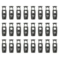 24PCS Metal Cord Locks for Drawstrings, Spring Cord Lock Toggles Stopper Clamp 2 Holes Adjustable Slider End Fastener for Paracord Outdoor Bag Shoes Backpack, Matte Black