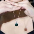 thumbnail image 5 of Rosec Jewels Cushion Cut Lab Grown Green Sapphire Pendant with Moissanite Halo for Women, 10K White Gold, 5 of 7