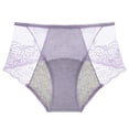 thumbnail image 2 of Mid-Waist Period Underwear for Women, Plus Size Menstrual Panties with Extended Leak-Proof Lining, Breathable Cotton Hygiene Briefs for Heavy Flow Light Purple XXL, 2 of 3