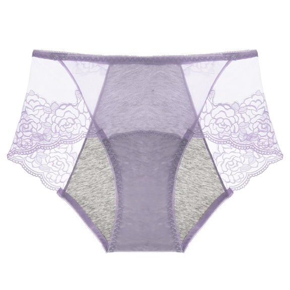 Minjewel Women's Breathable Physiological Plus Size Menstrual Period Underwear, Hygiene Pants for Women, Comfortable Period Panties,Light Purple,3XL