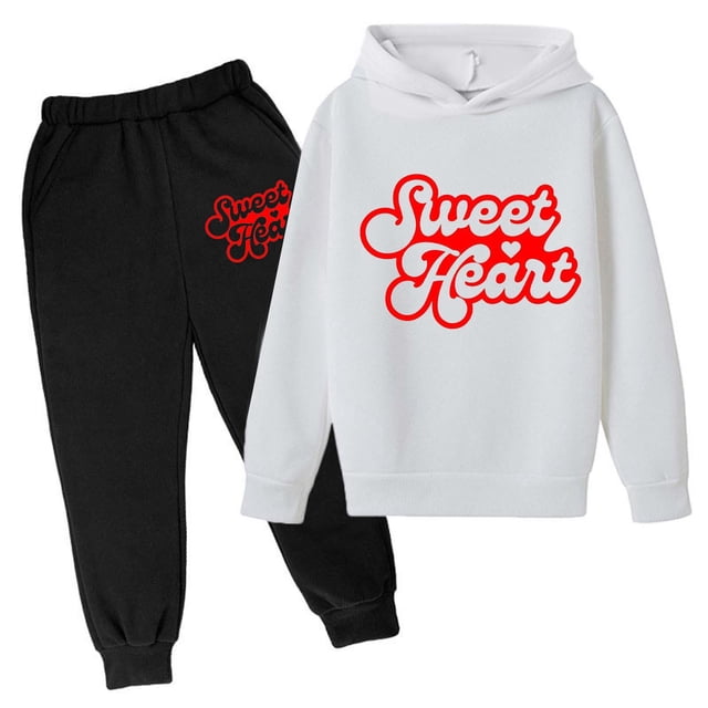 FhsagQ Tenues pour Garçons Automne et Hiver Ensemble à Capuche Imprimé Décontracté Manches Longues Rouge 5-6 Ans