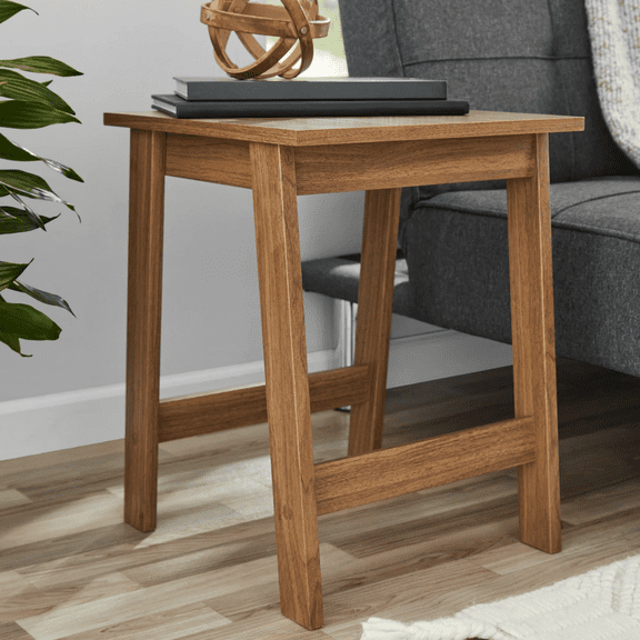 Small Square Wood End Table with Walnut Finish