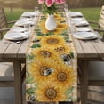 thumbnail image 4 of Sunflower Table Runner 48 Inches, Green Botanical Yellow Floral Rustic Plaid Bed Runner Dresser Scarves Tabletop for Indoor Outdoor Parties/Ceremony/Banquet, 13" x 48", 4 of 9