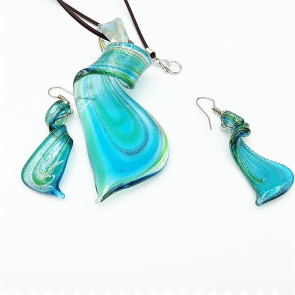 Conjunto de Joyas Collar + Aretes de en Color Azul Claro Especial