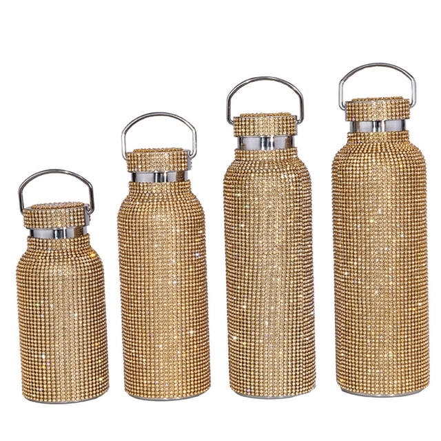 Frasco de vacío con purpurina Bearachild 350/500/600/750ml con asa botella de té y leche acero inoxidable Plata/500ml
