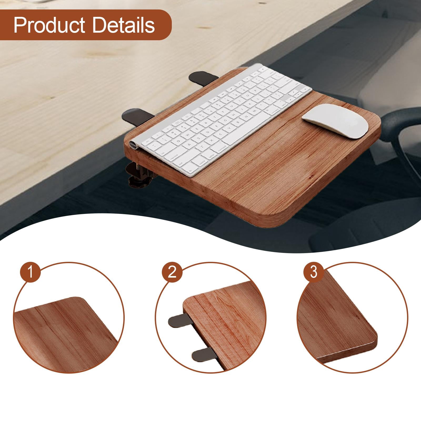 CarpNettore Desk Extender Tray Foldable Multifunctional Men Women Portable Keyboard Tray Walnut Color