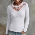 thumbnail image 2 of IMENGL Long Sleeve Shirts for Women Casual Lace Mesh Gothic Layering Ribbed T-Shirt Soft Women's Basic Tee Long Sleeve Tops,White, 2 of 5