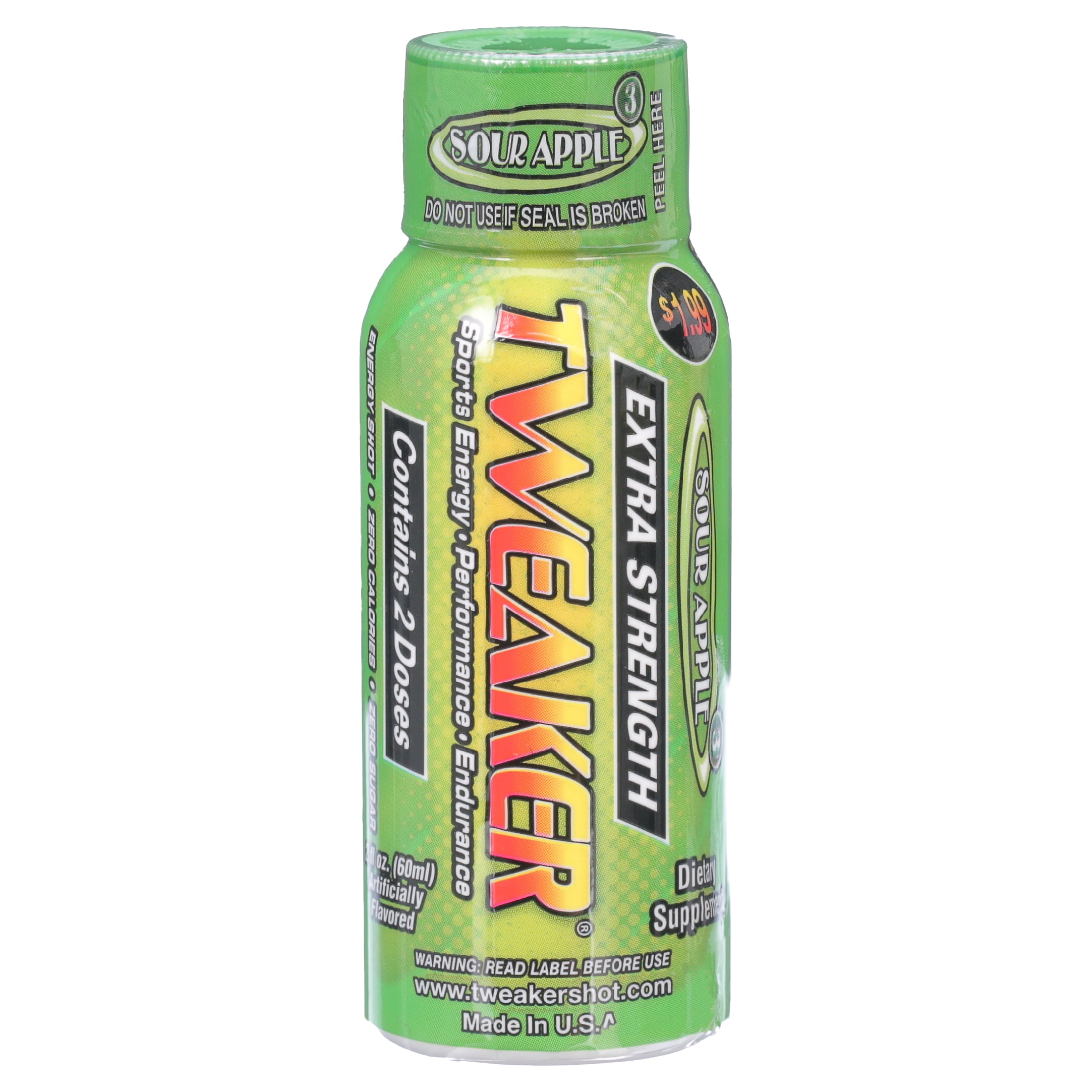 Tweaker Energy Shot, Sour Apple, Extra Strength, 2 fl oz, 12 Count